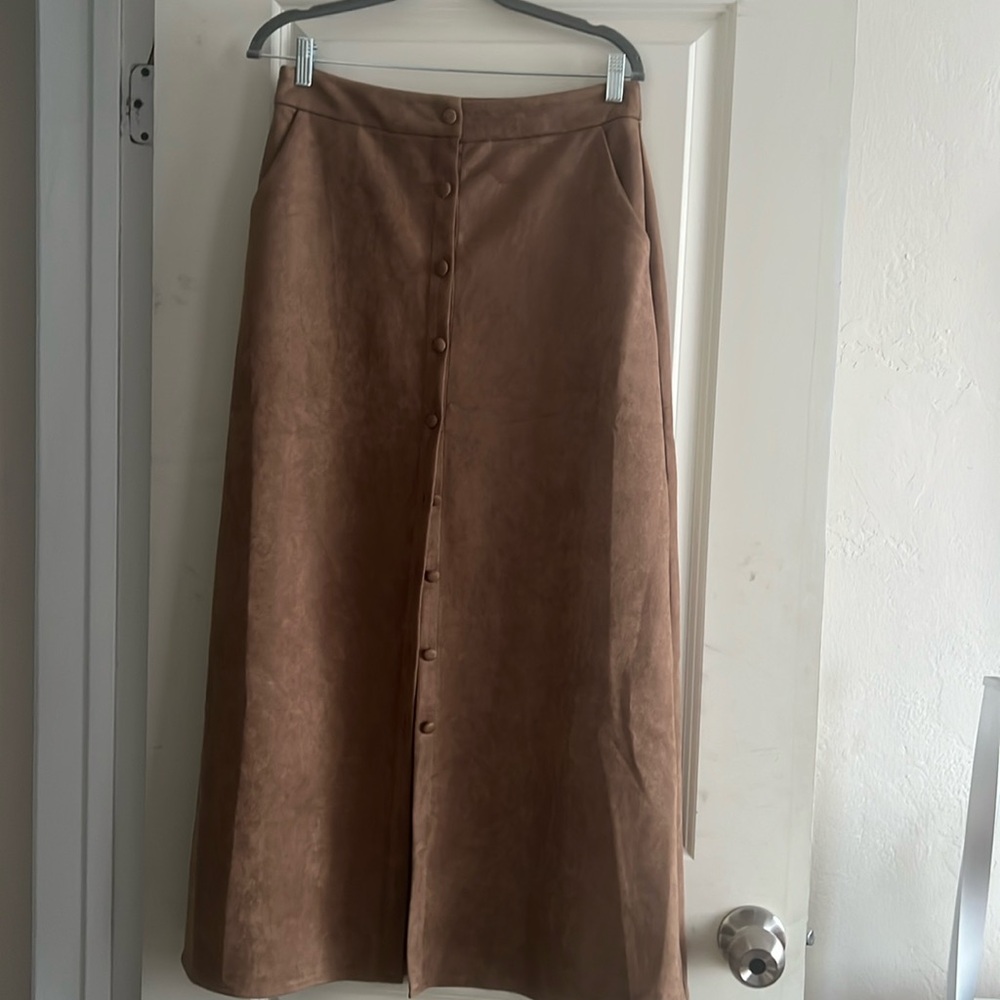 Suede maxi skirt